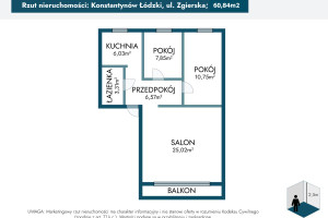 Mieszkanie na sprzedaż 61m2 pabianicki Konstantynów Łódzki Zgierska - zdjęcie 3