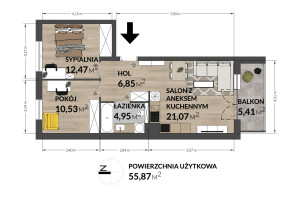 Mieszkanie na sprzedaż 56m2 Kraków Podgórze Duchackie Walerego Sławka - zdjęcie 2