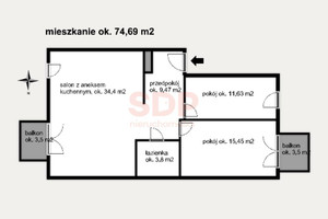 Mieszkanie na sprzedaż 75m2 Wrocław Psie Pole Poświętne Kamieńskiego Henryka Michała - zdjęcie 1