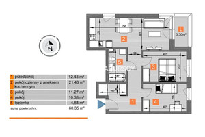 Mieszkanie na sprzedaż 61m2 Kraków Mistrzejowice os. Piastów - zdjęcie 3