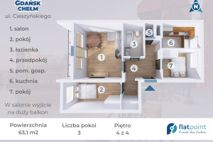 Mieszkanie na sprzedaż 64m2 Gdańsk Chełm Władysława Cieszyńskiego - zdjęcie 1