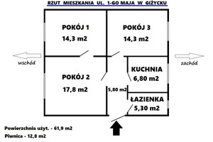 Mieszkanie na sprzedaż 62m2 giżycki Giżycko - zdjęcie 3